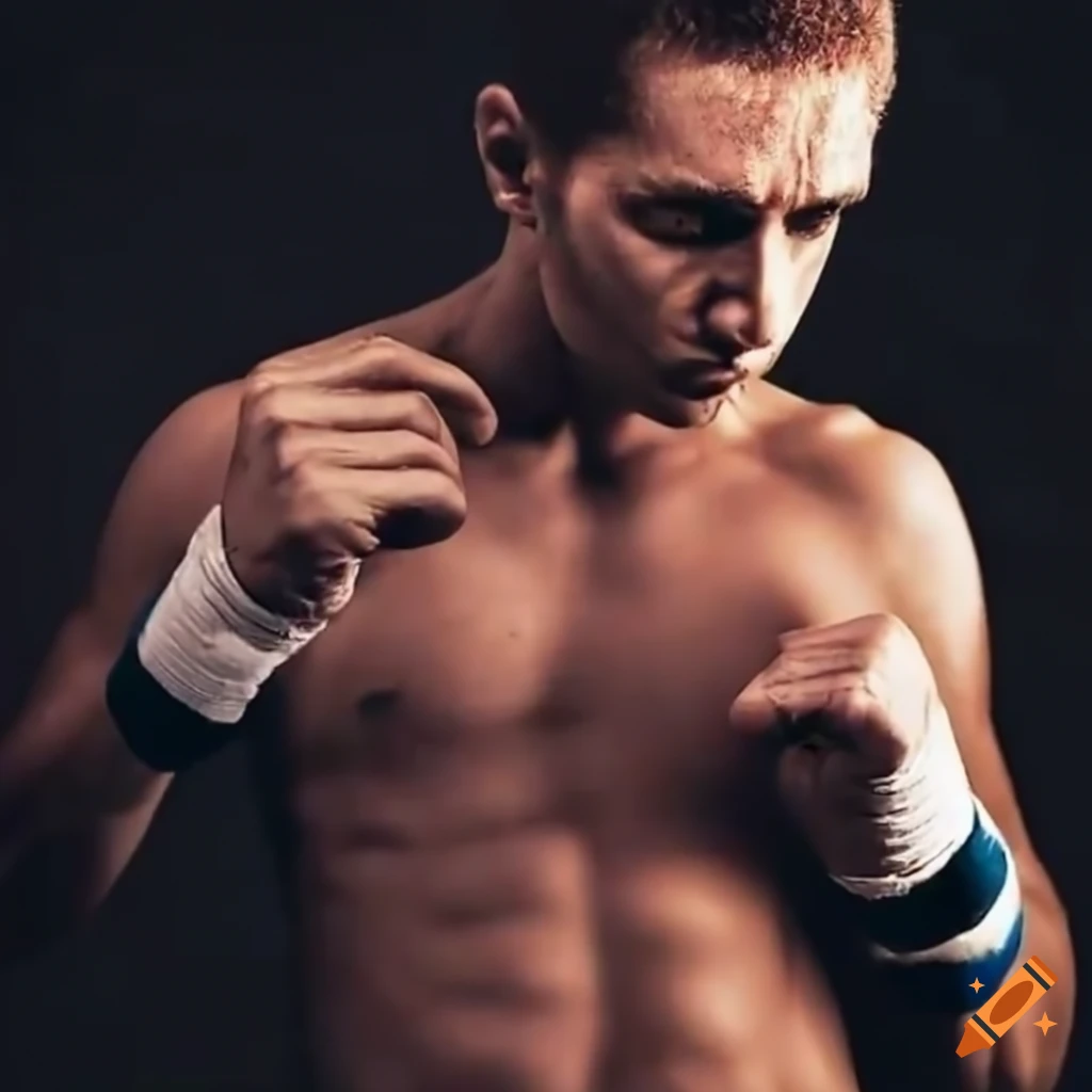 A strong boxer without shirt wearing boxing wraps in the hand in a