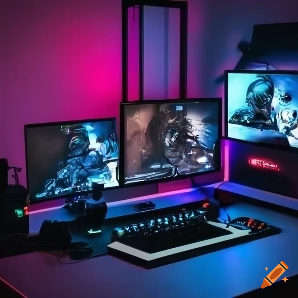 Pc gamer setup room on Craiyon