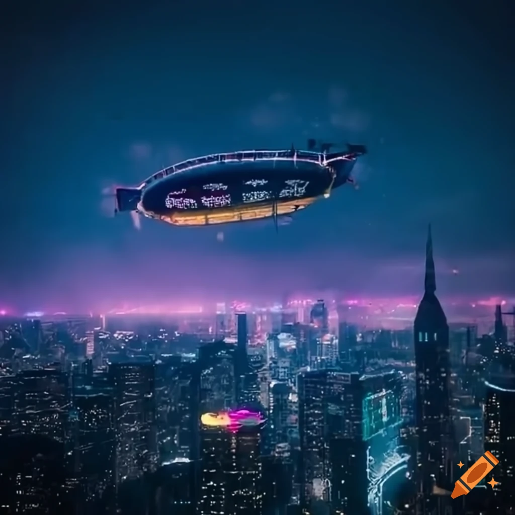 Cyberpunk airship