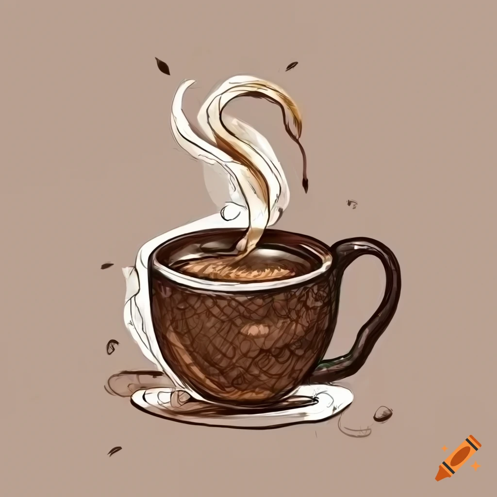 Hand drawn laptop with coffee sketch Royalty Free Vector