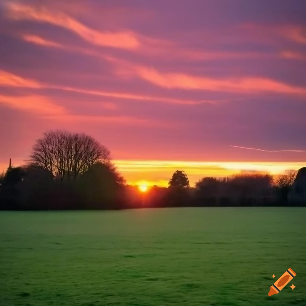 Knighton park, leicester, england at sunset