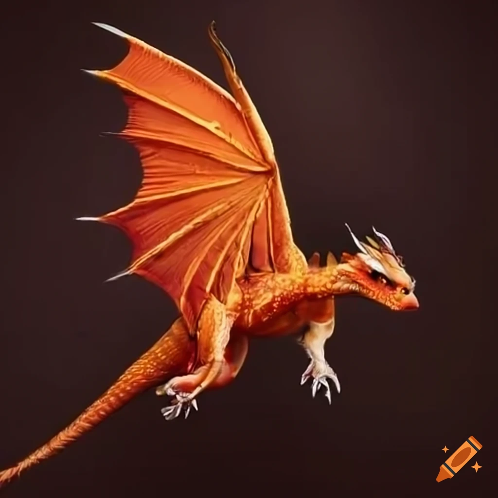 3D model Dragon orange flying VR / AR / low-poly