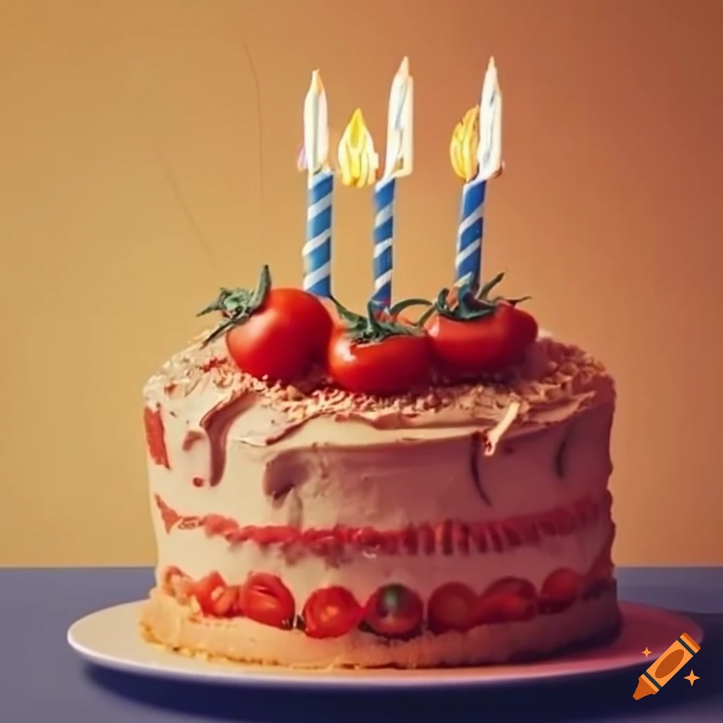 Birthday cake with tomatoes