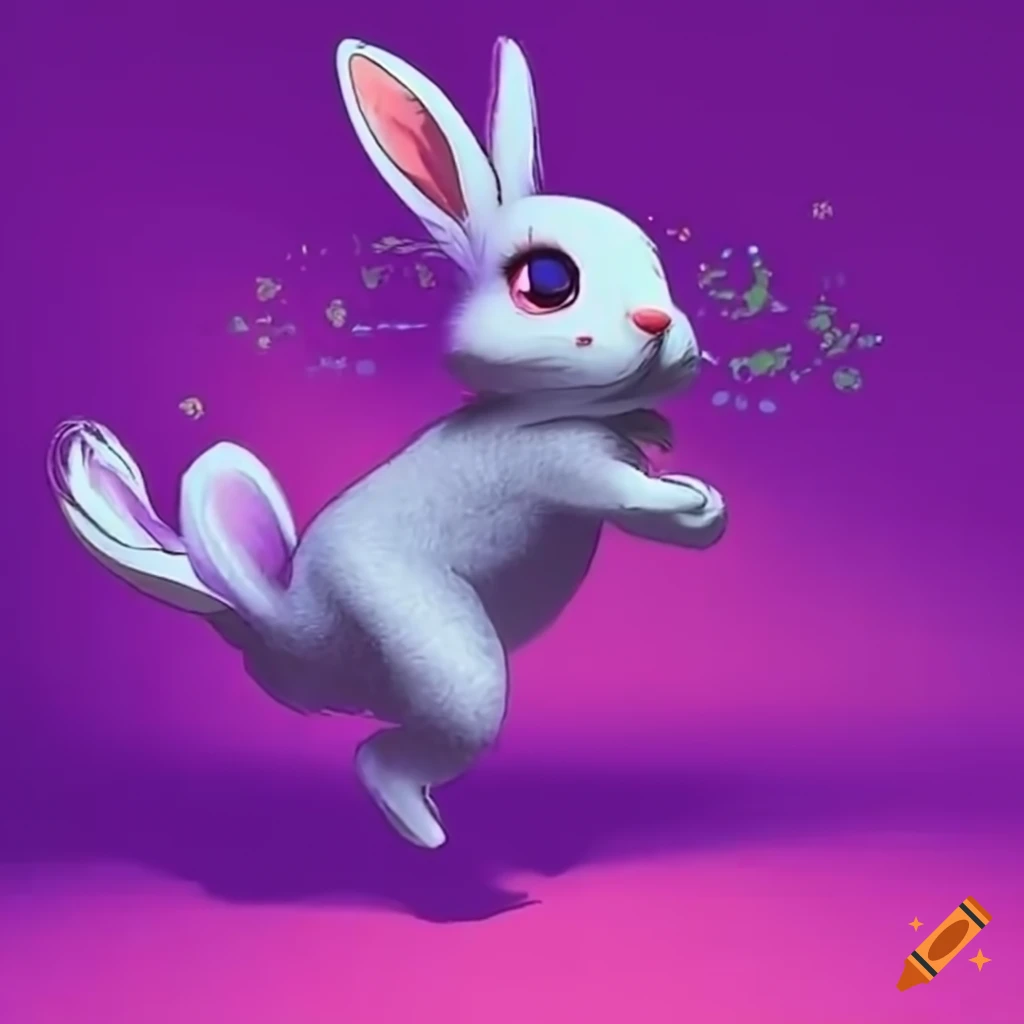 purple rabbit jumping