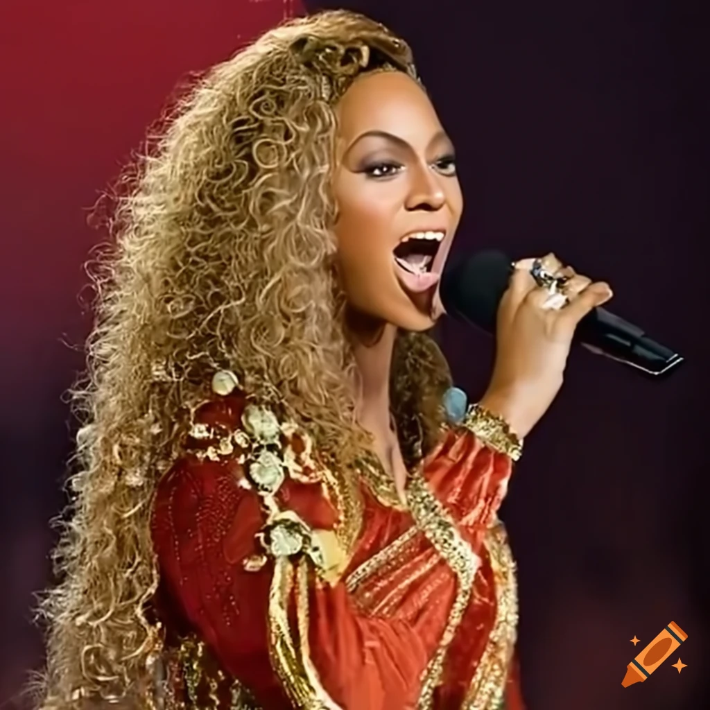 Beyoncé singing in persian clothes in azadi square on Craiyon