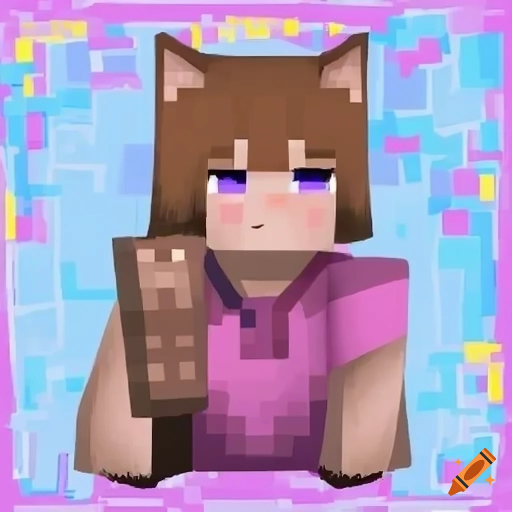Minecraft blocky cat girl on Craiyon.
