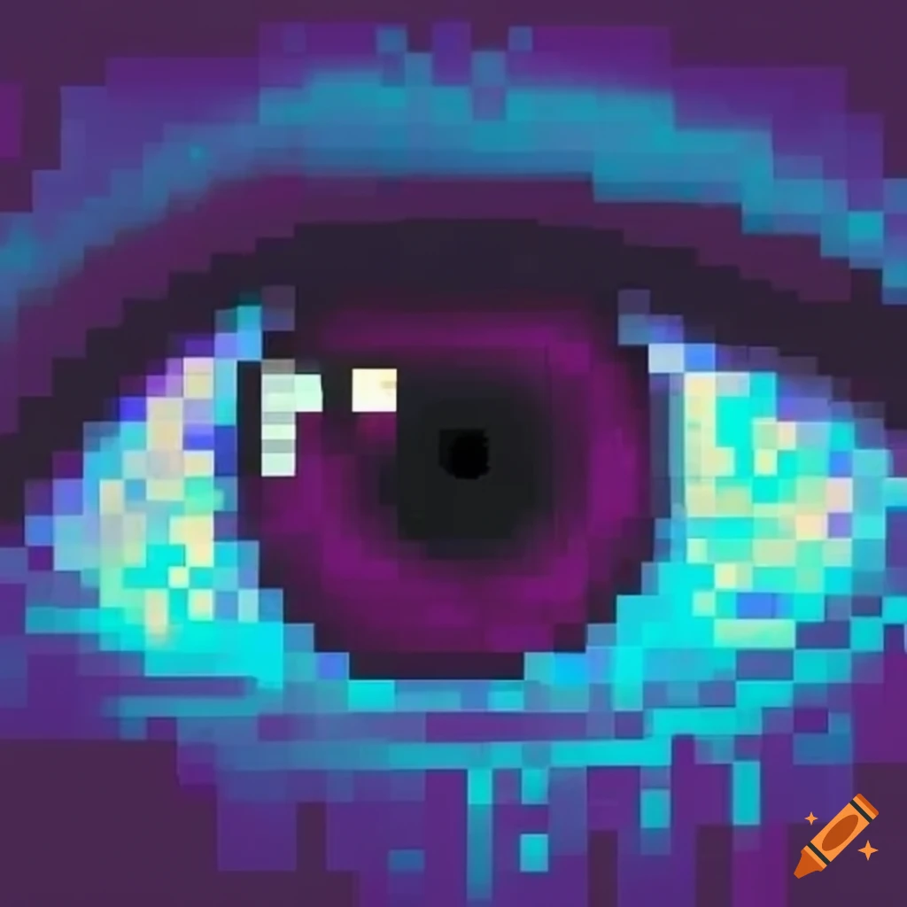 Pixelated eyes on walls