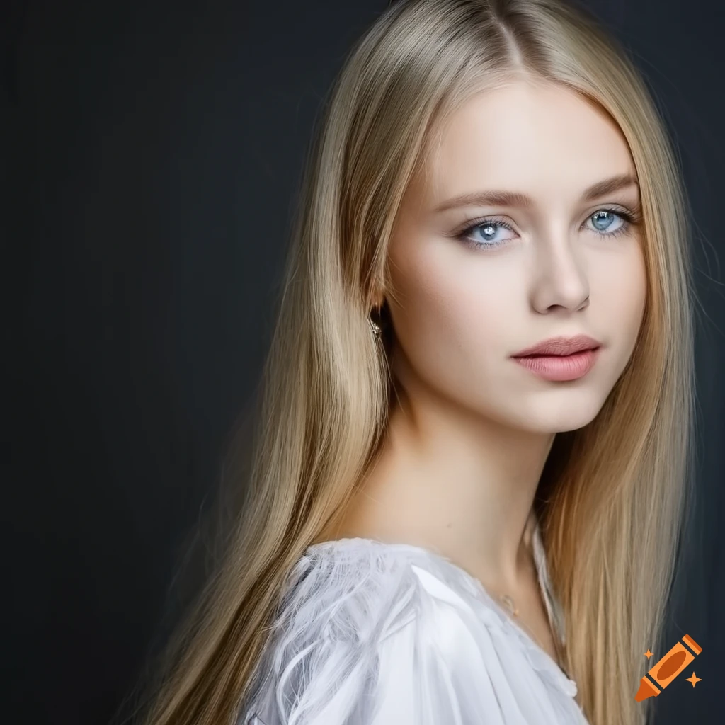 Portrait of a beautiful scandinavian girl with blonde hair and