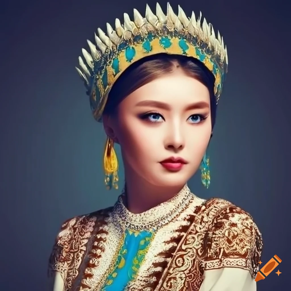 Beautiful Girl In Kazakh National Jewelry And Kazakh National Clothes On Craiyon