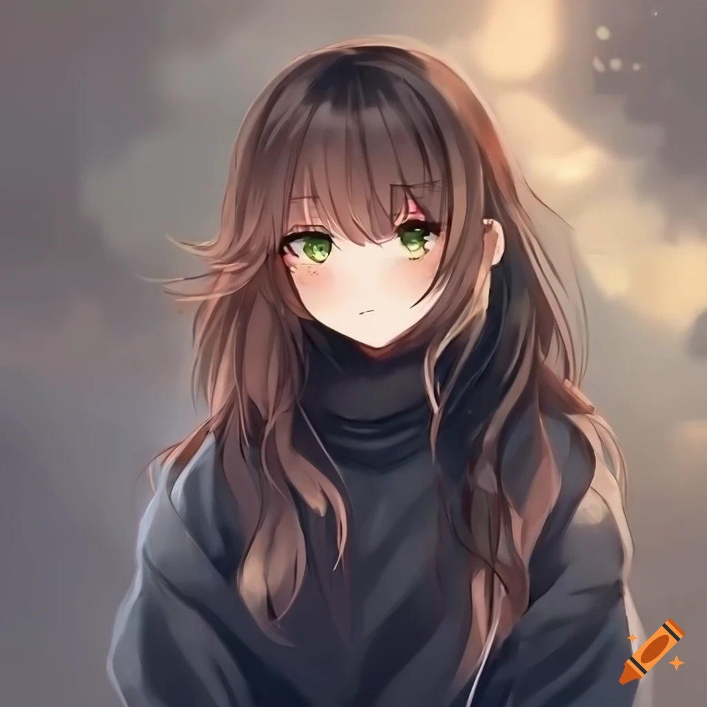 anime pretty girl with brown hair