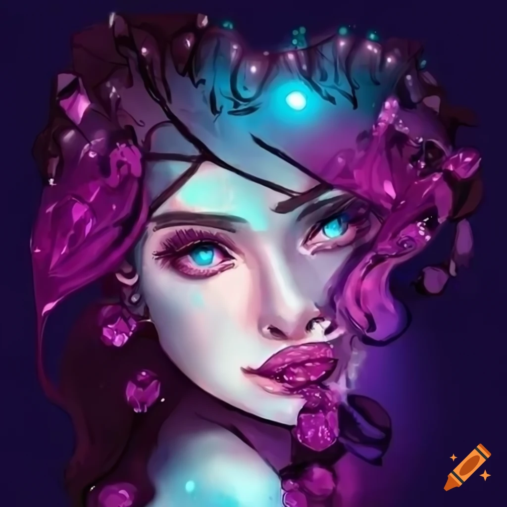 Drawing of a crystal girl on Craiyon