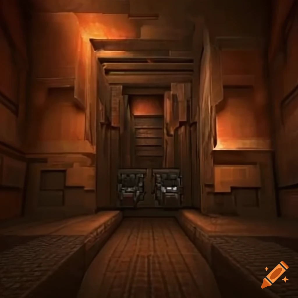 Quake idbase level with elevator and crates on Craiyon