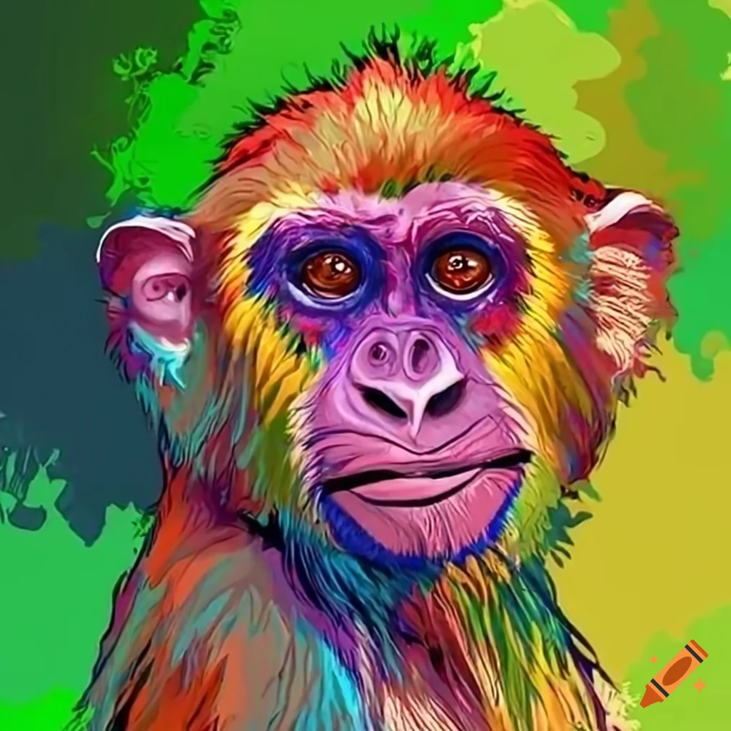 Um macaco esverdeado numa selva de frente