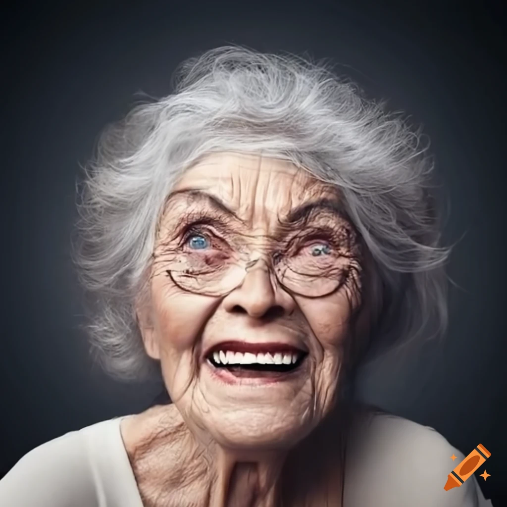 Many kinds of mouths different faces different expressions mature old woman