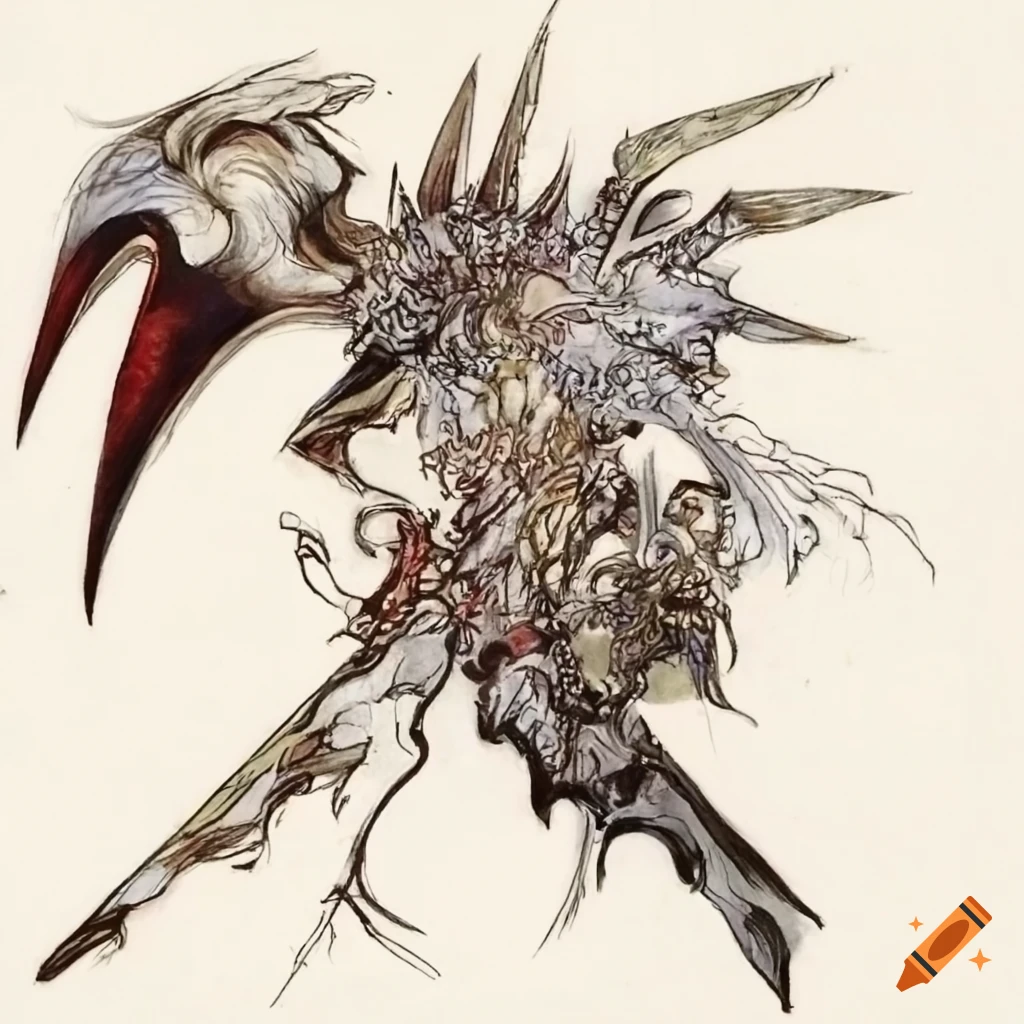 Abstract Spikes Heraldry Concept Art Final Fantasy Style Yoshitaka Amano
