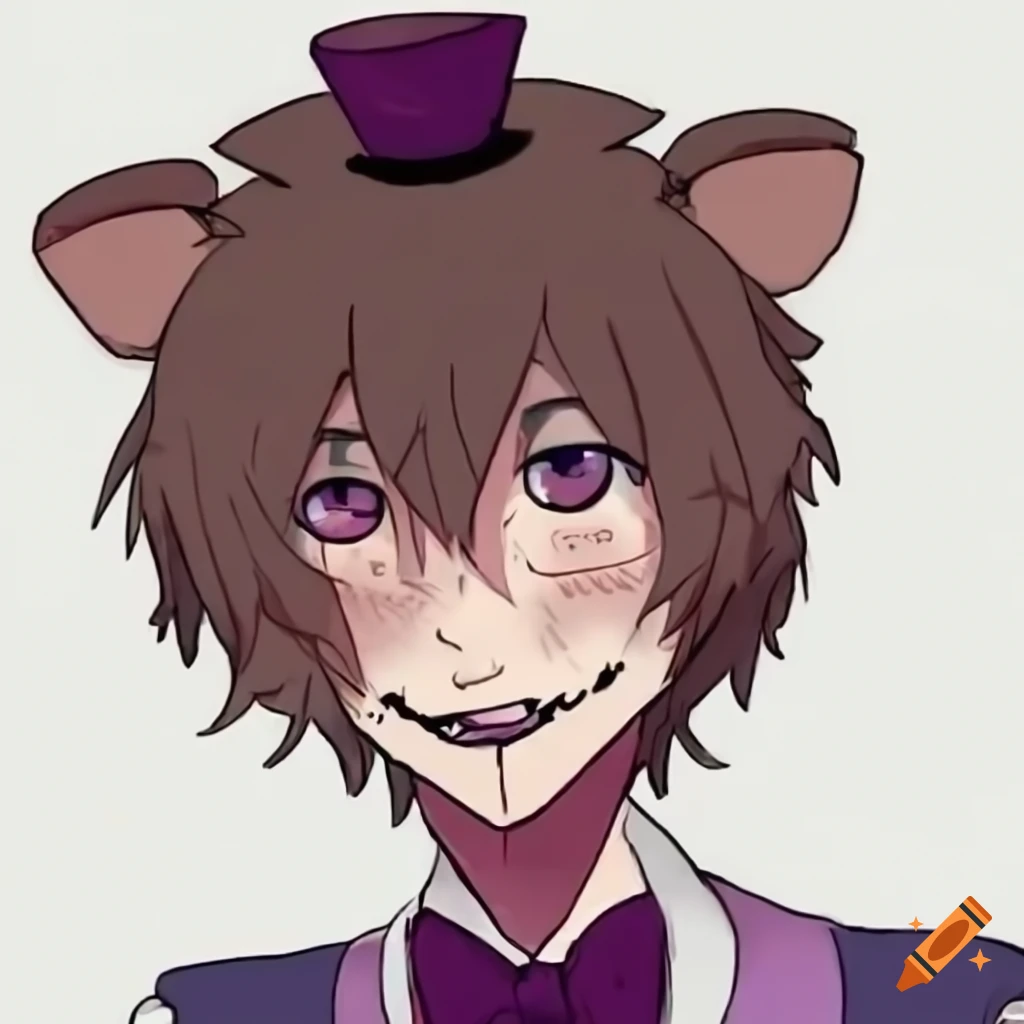 Freddy fazbear from fnaf illustrated as anime boy