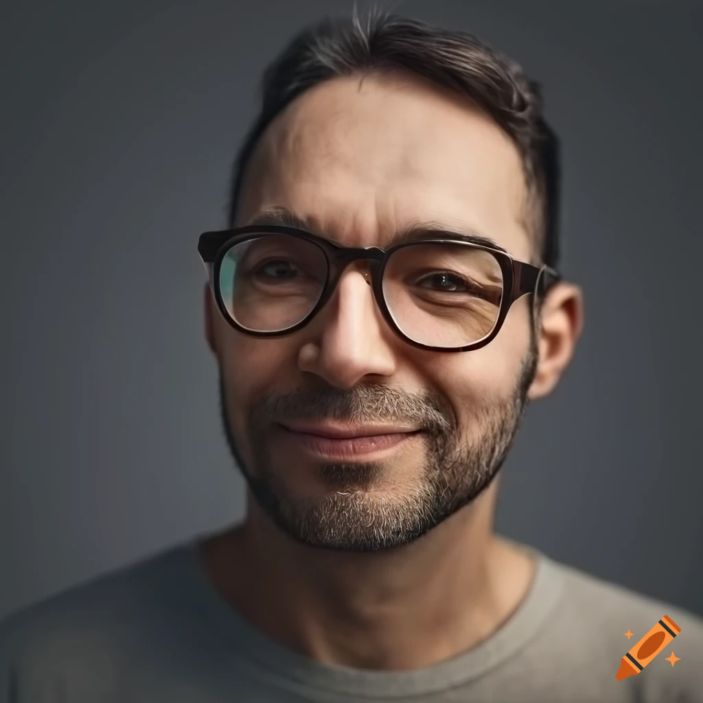 Ordinary looking man aged 40 with glasses, no beard, fuller face ...