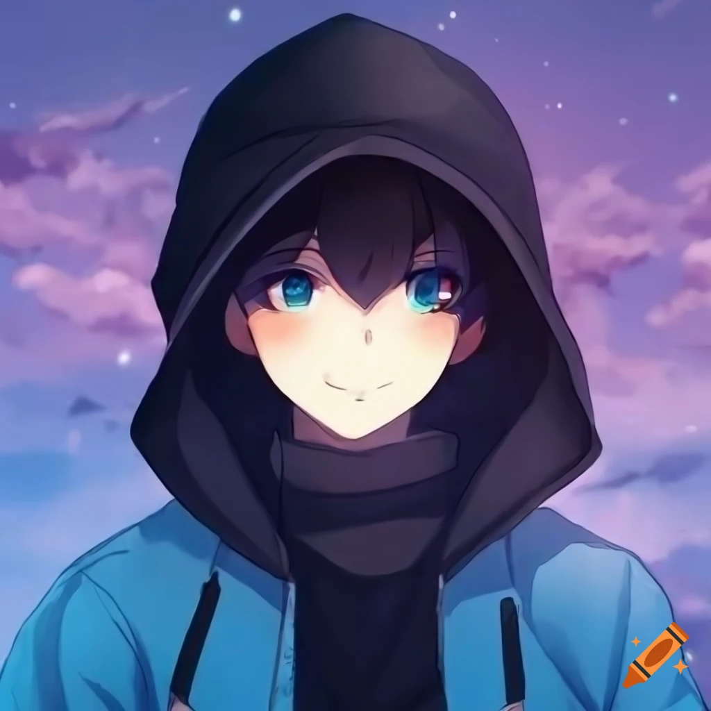 cool anime boy with hoodie
