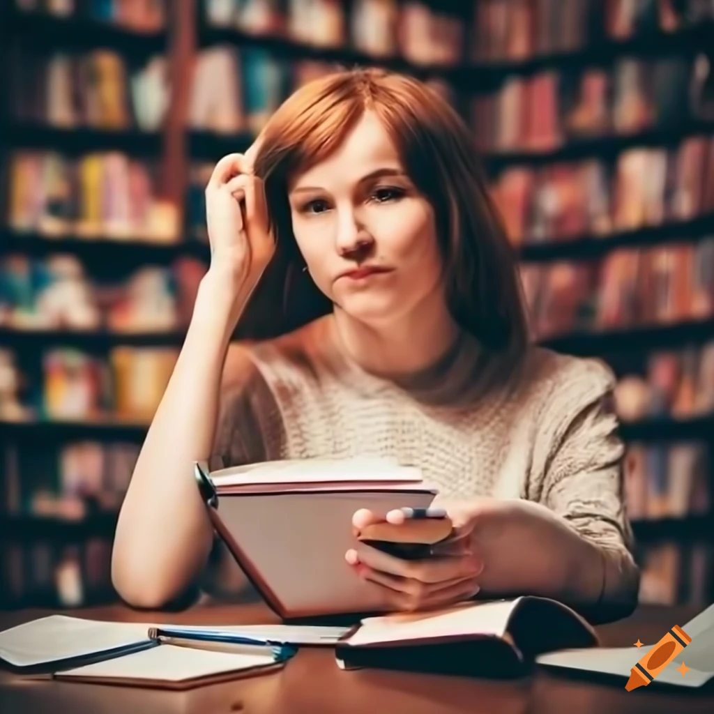 Woman sitting at desk, using computer and writing in notebook