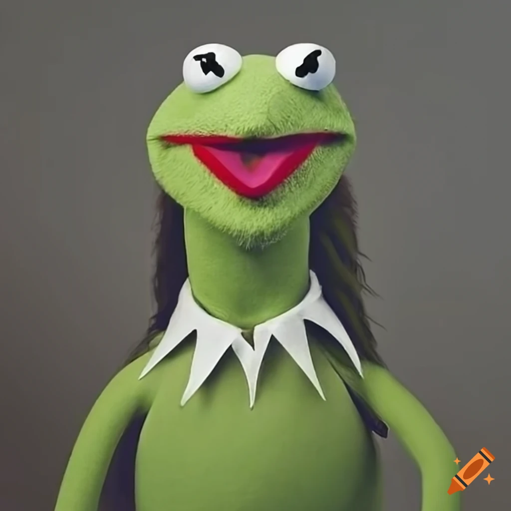 Kermit posing as mona lisa wearing a dali moustache