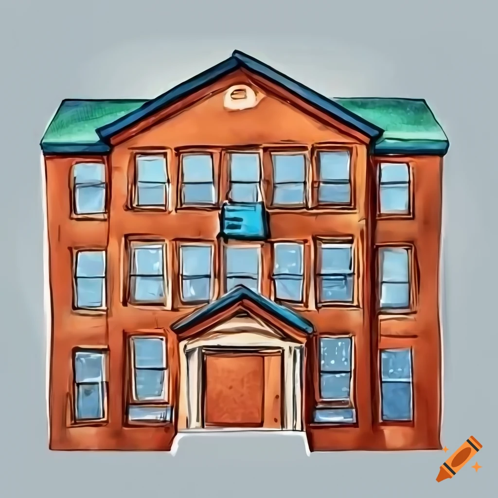 Simple school building line drawing - Stock Illustration [90849058] - PIXTA