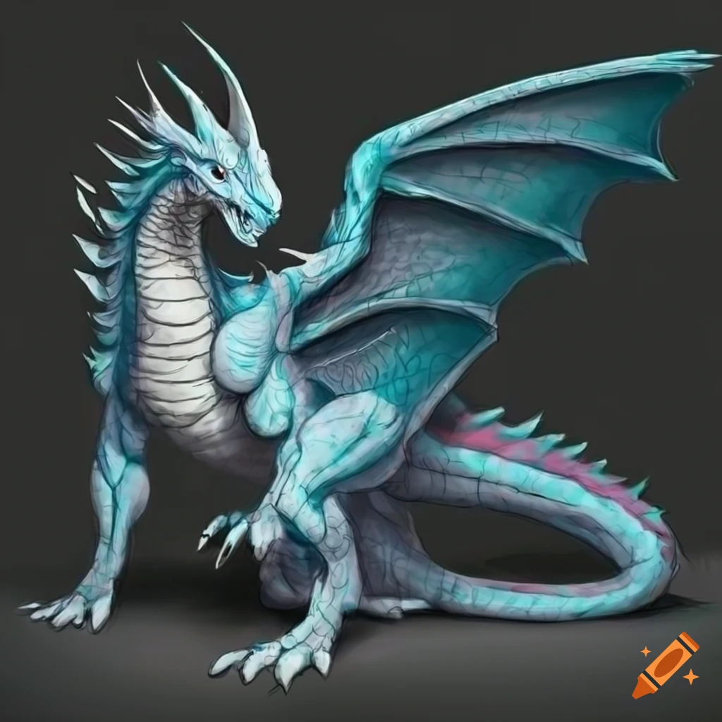 Dragon concept designs, full body with a side view and soft colours on ...