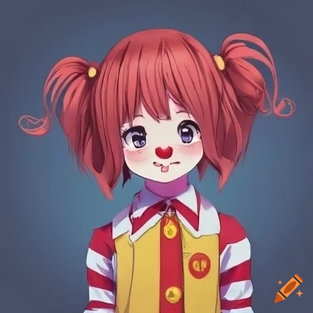 Cute anime girl ronald mcdonald with pigtails