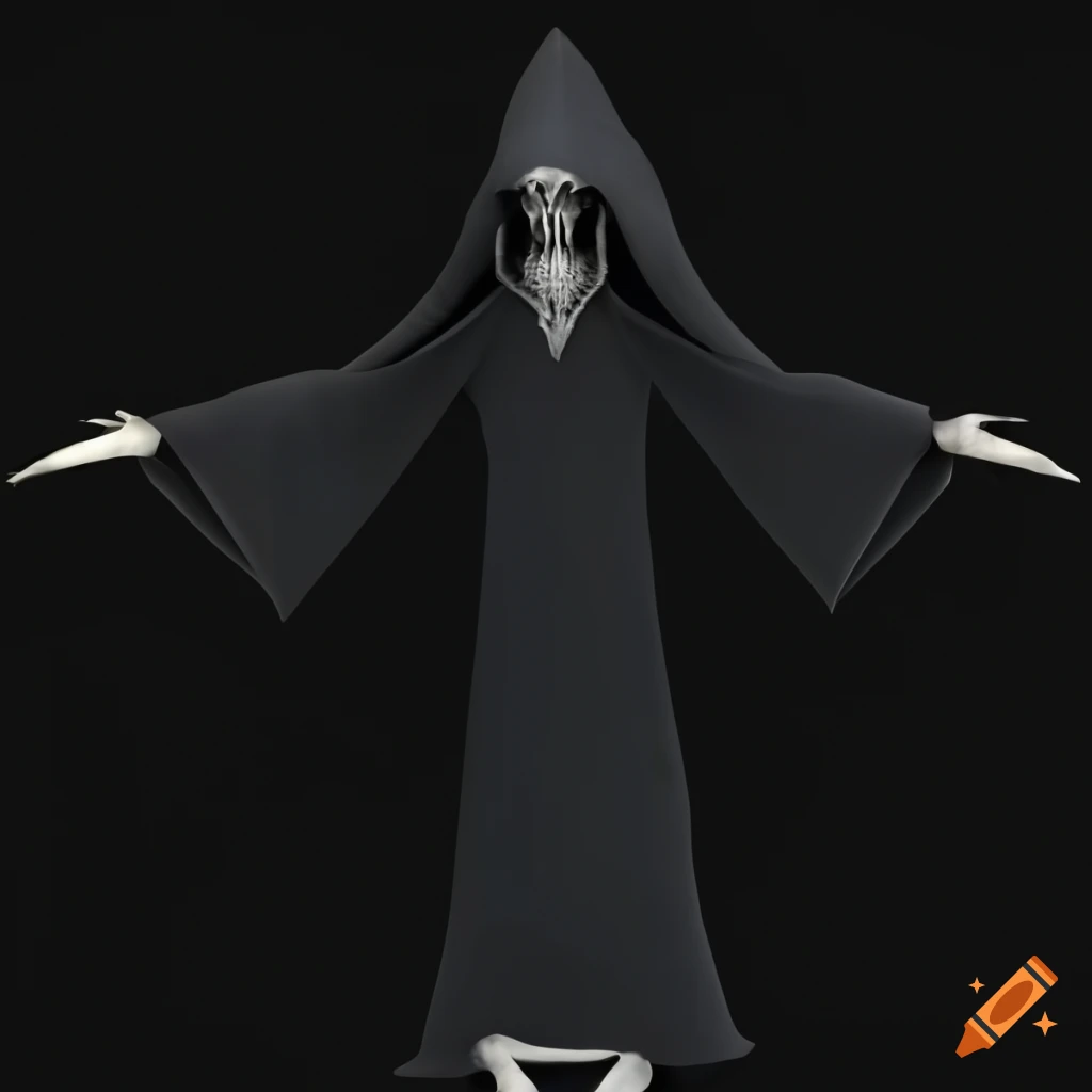 3d model of grim reaper black background on Craiyon