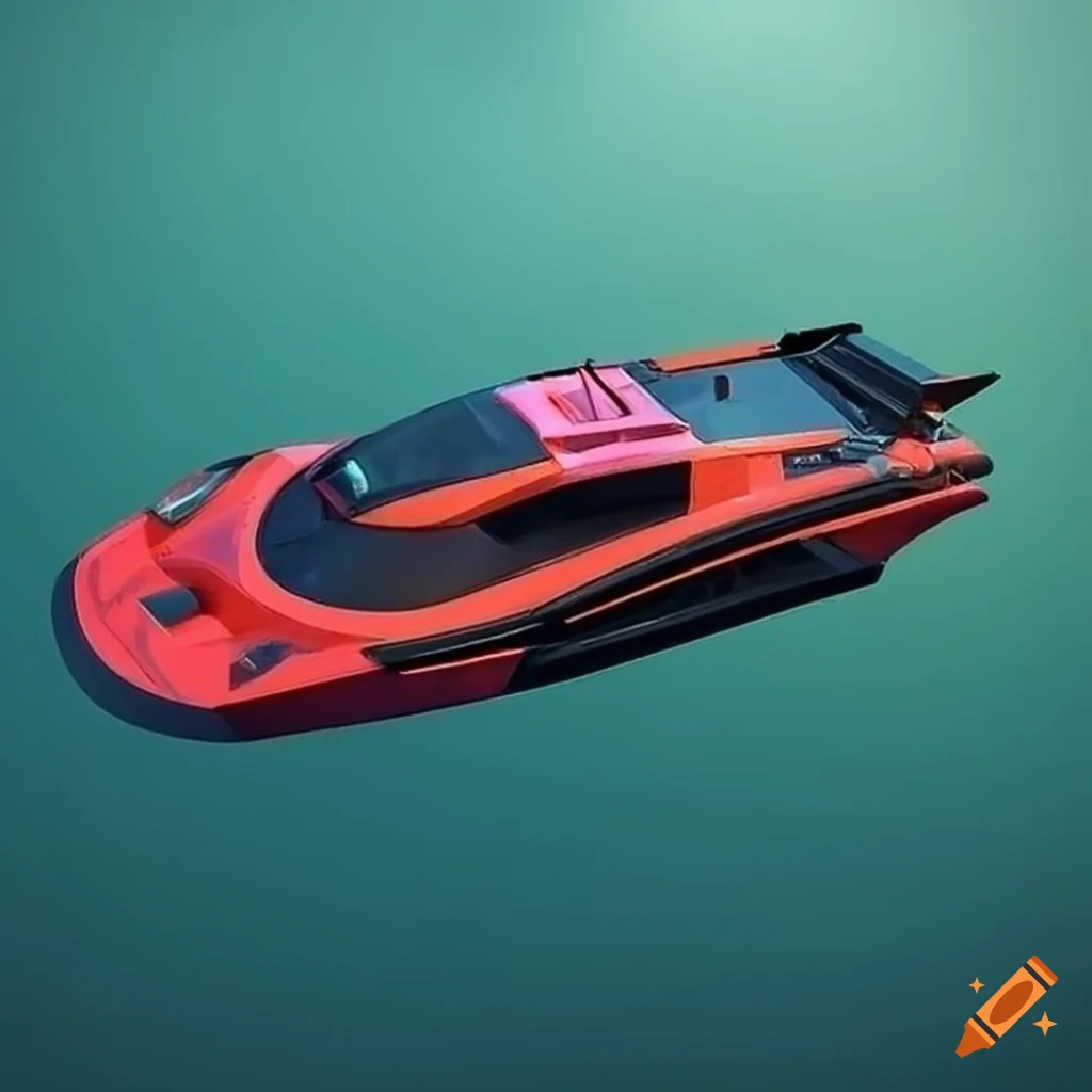 80's style supercar-inspired speedboat drawing