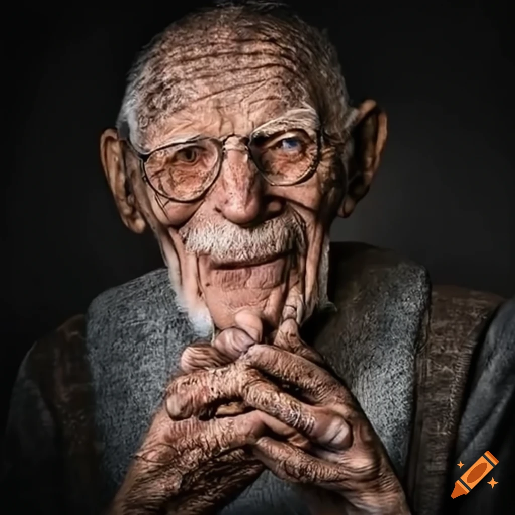 An Old Man Above 100 Years With Stick In His Hand On Craiyon