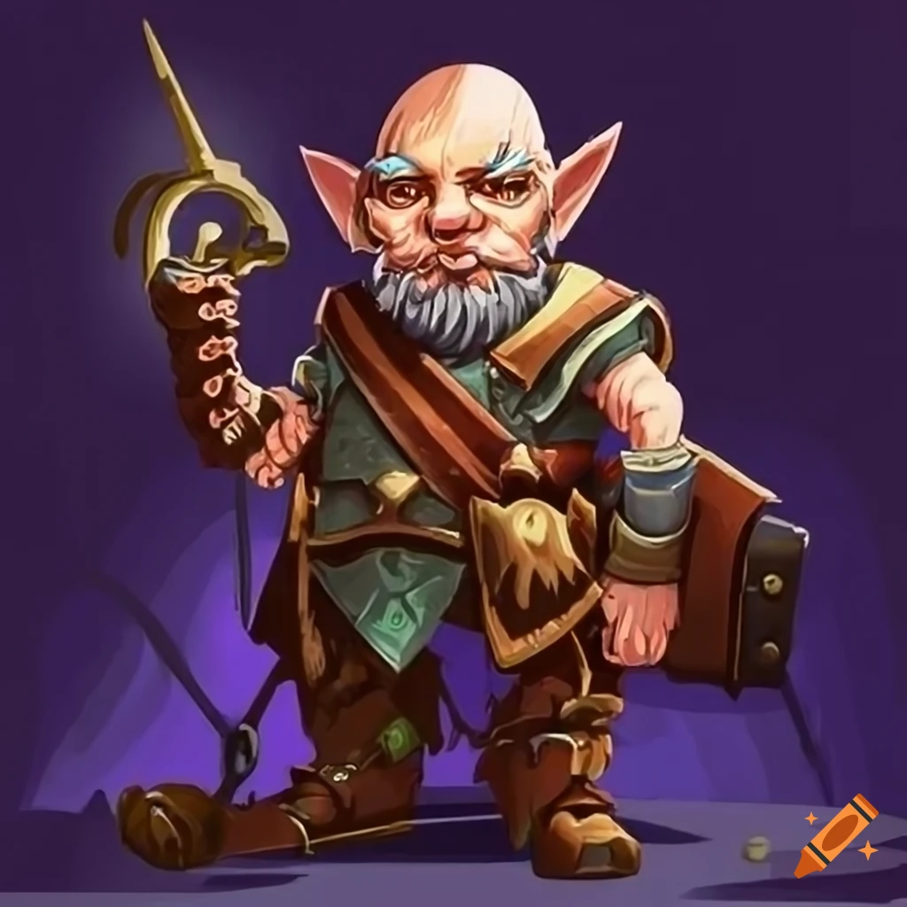 A is a gnome artificer with wild, unkempt hair and a perpetual gleam of ...
