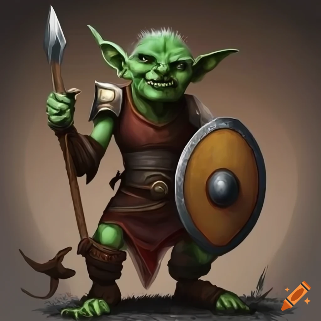 Armored goblin with a spear and shield