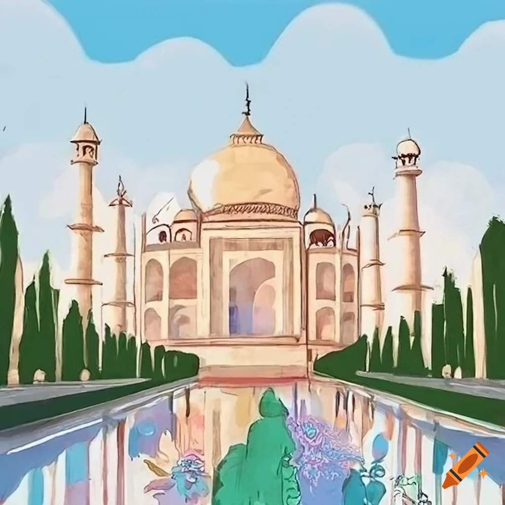 Famous Taj Mahal Drawing Sketch Illustration Stock Illustration 1474245662  | Shutterstock