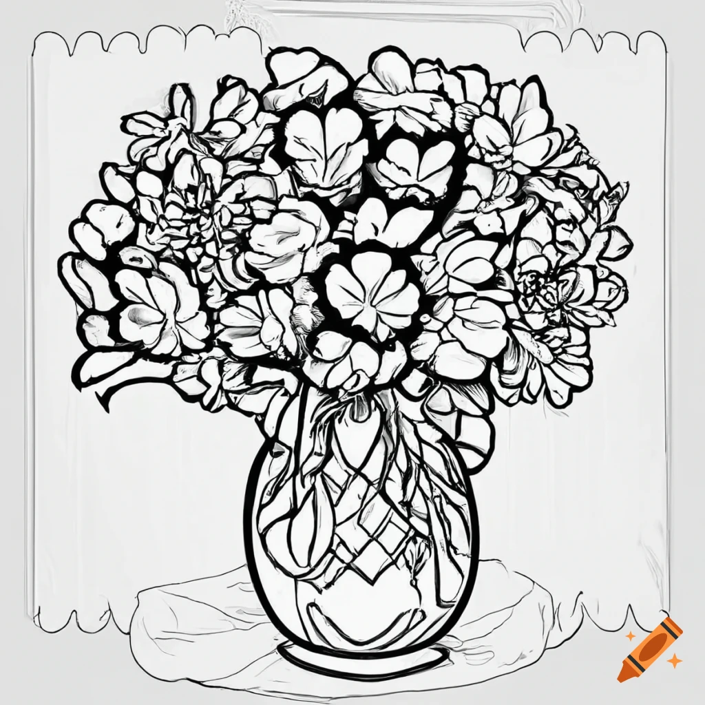 Pin by Lor on Doodling ✏️ | Flower vase drawing, Flower coloring pages, Flower  drawing for kids