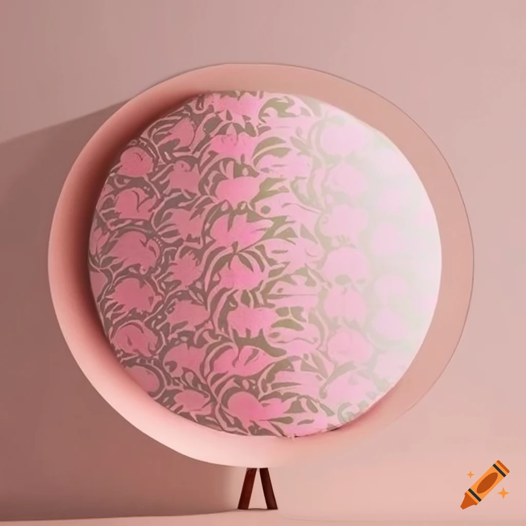 Round shape boho style lining pattern light pink colour shade