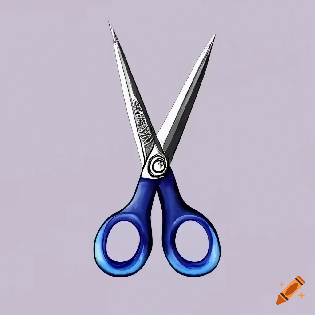 Scissors clipart, line art colored using watercolor soft touch
