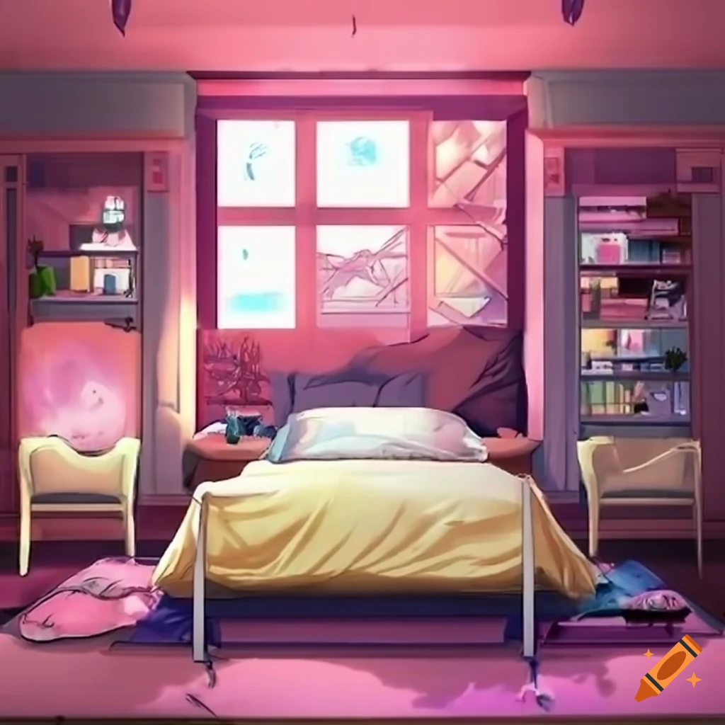 Cozy cyberpunk anime bedroom with city landscape view on Craiyon-nttc.com.vn