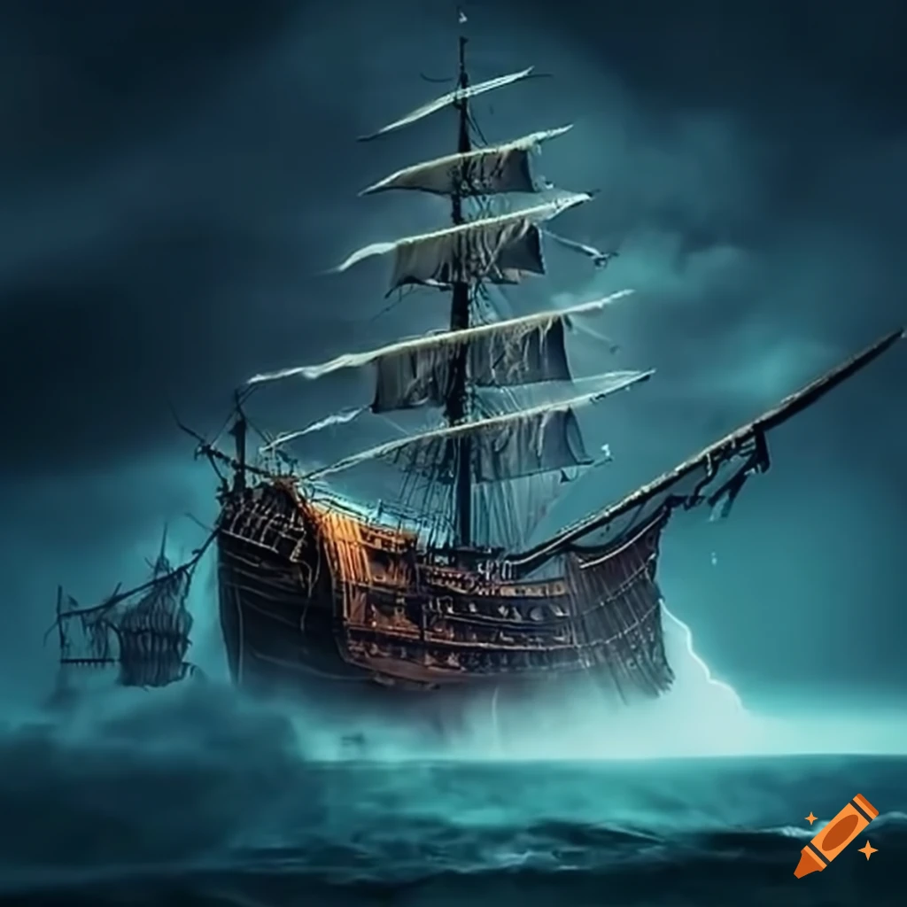 Pirate ship in a storm on Craiyon