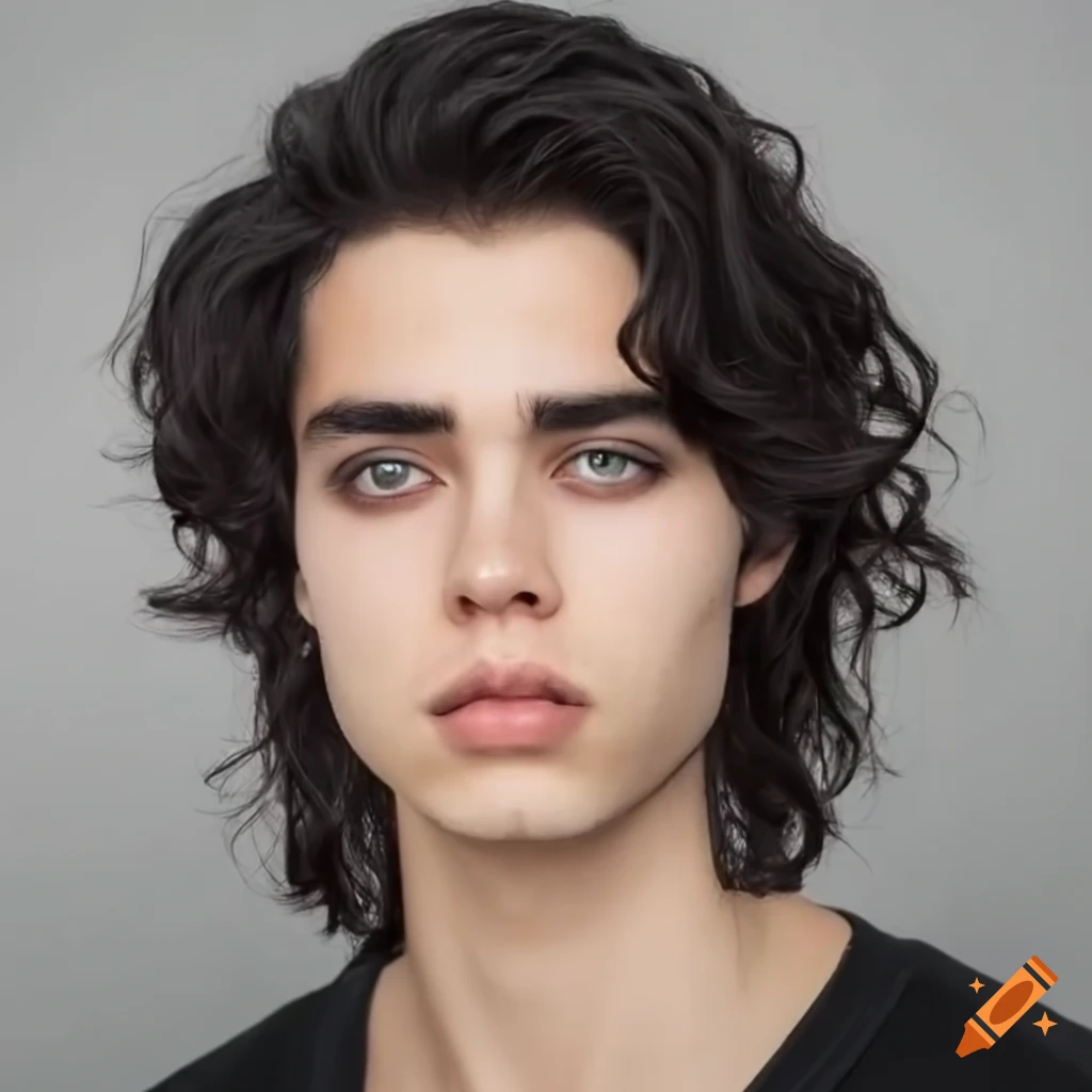 Wavy Full Messy Boy Hair (Black)