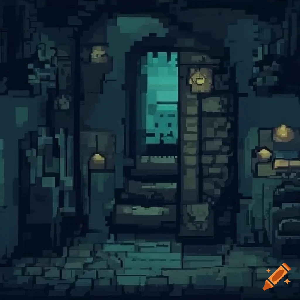 Background, dungeon, 2d, pixel art, 1200x700 on Craiyon