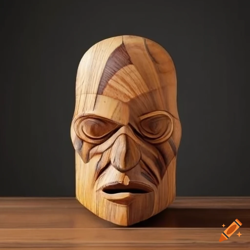 Wood head made of multiple wood types and colors