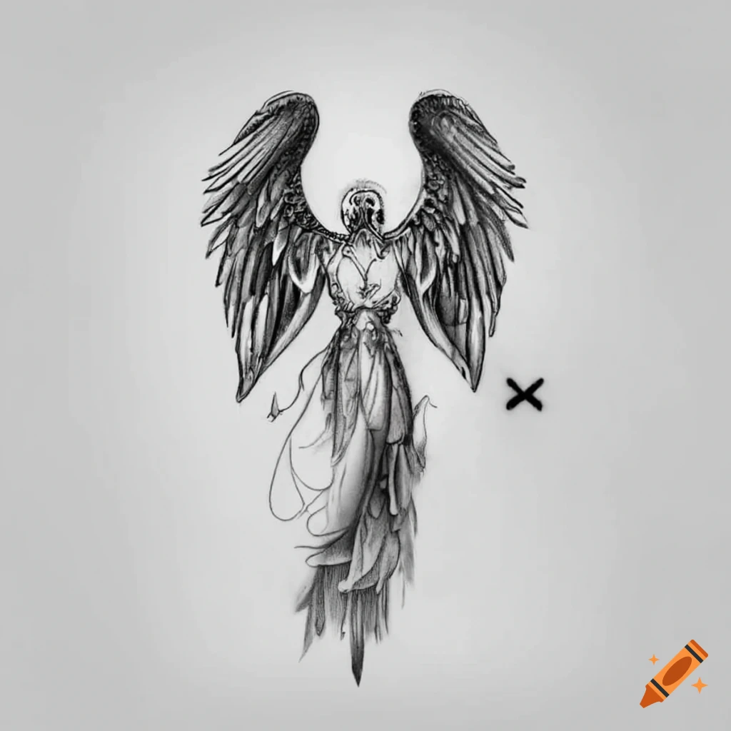 Tattoo Idea. Angel Tattoo. Midjourney Art. Angel From Heaven Tattoo Idea. -  Etsy