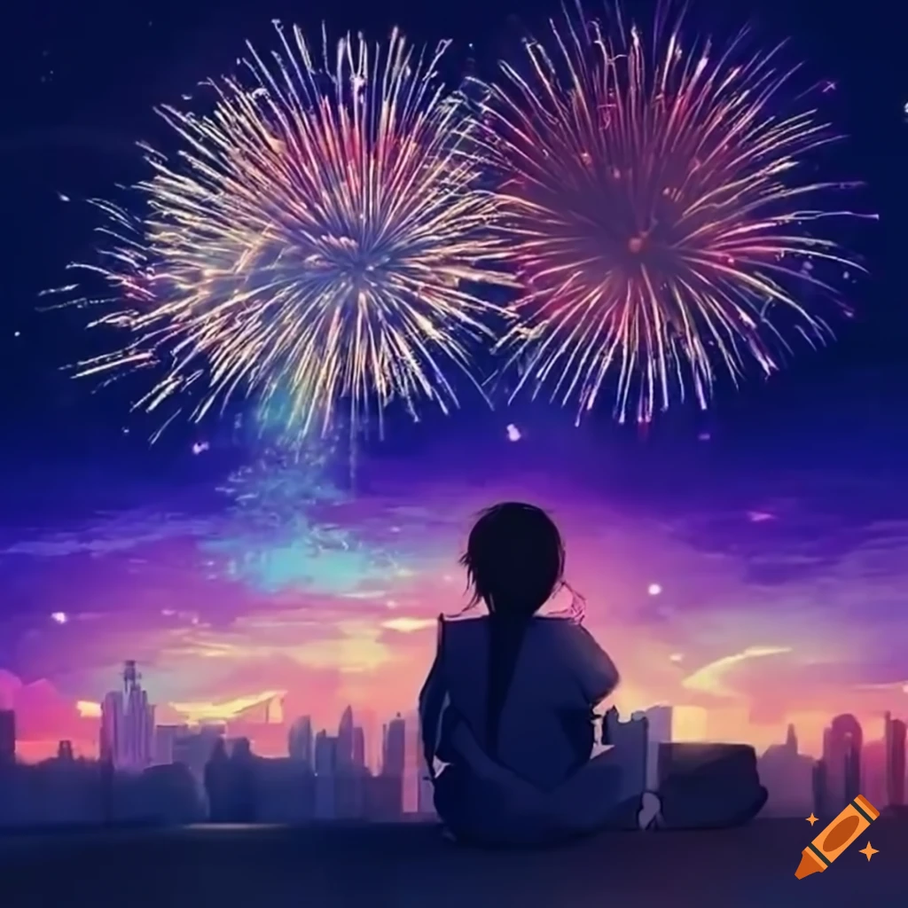 iPhoneXpapers - ah43-firework-girl-dark-night-anime-art-illust