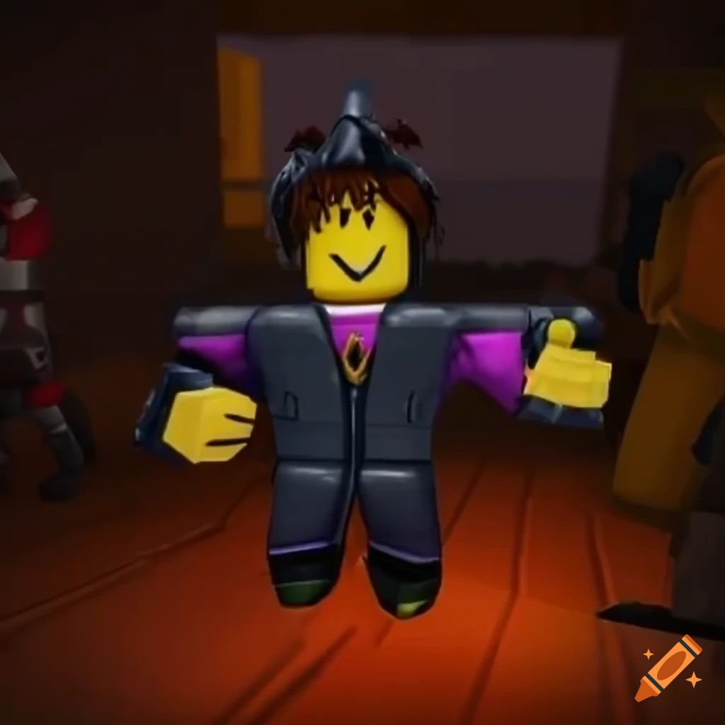 A player's roblox avatar in a vibrant 3d fps game arena