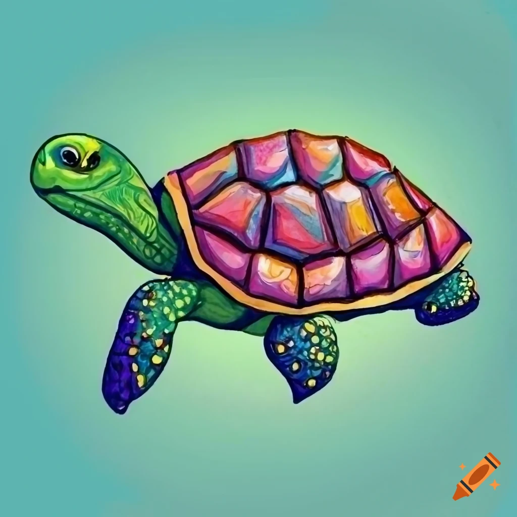 Drawing sea turtle Royalty Free Vector Image - VectorStock