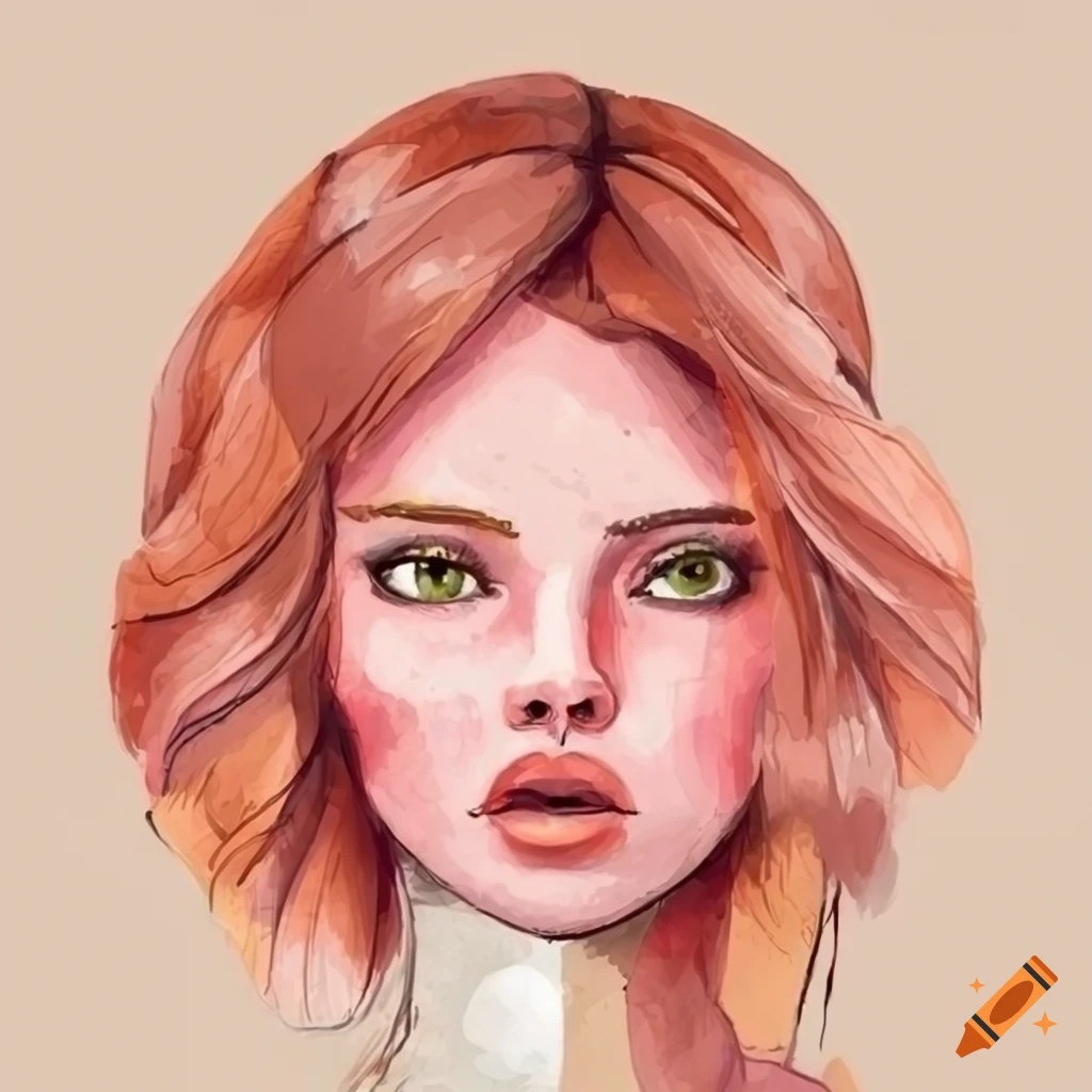 Watercolor peach fruit hair background on Craiyon