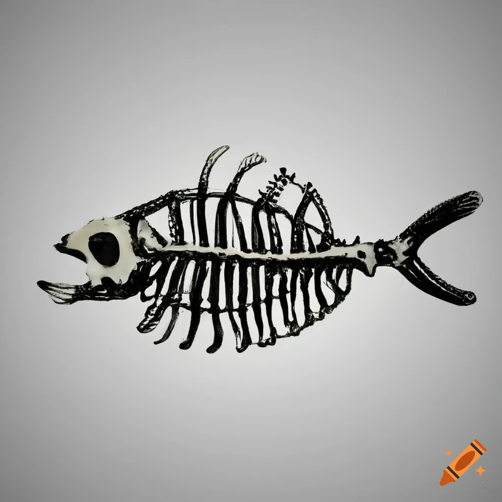 Disco fish skeletons, two-tone style on Craiyon