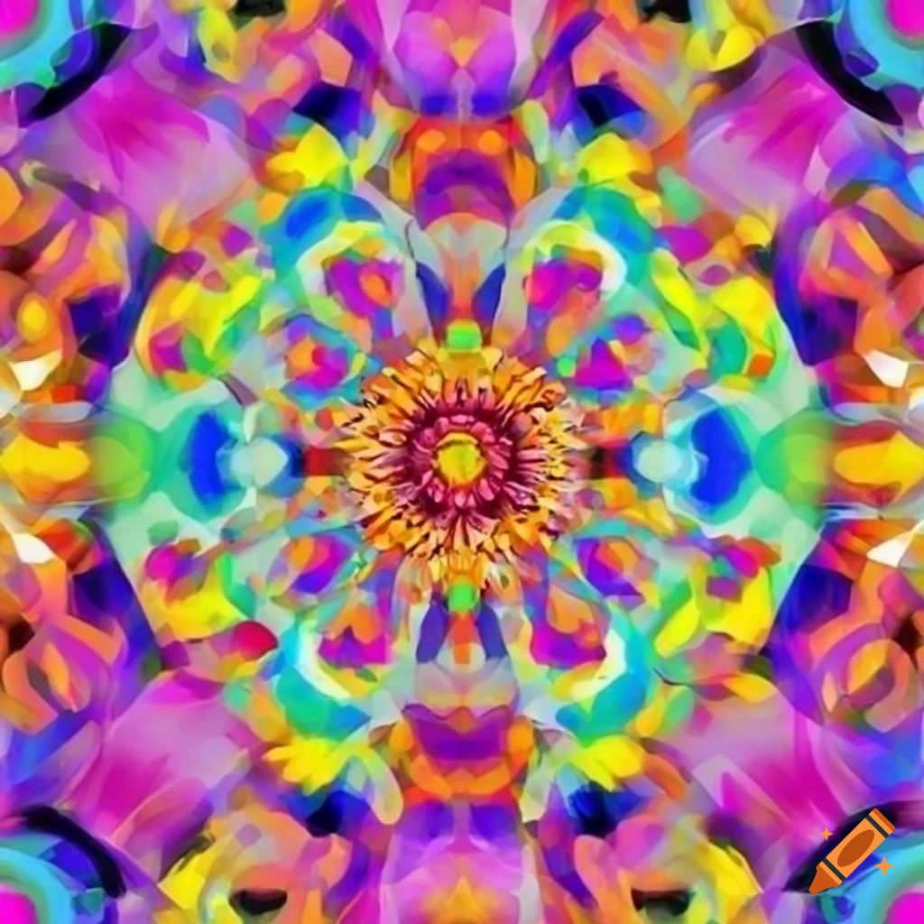 Abstract geometric colorfull flower symbolizing unity and love on Craiyon