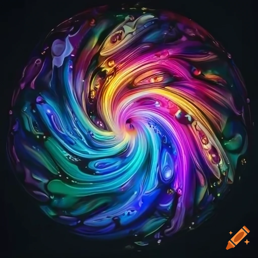 Abstract art inspired by ferrofluids, cosmic elements, and colorful ...