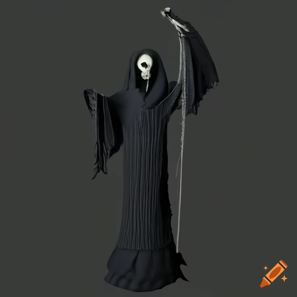 3d model grim reaper black background on Craiyon